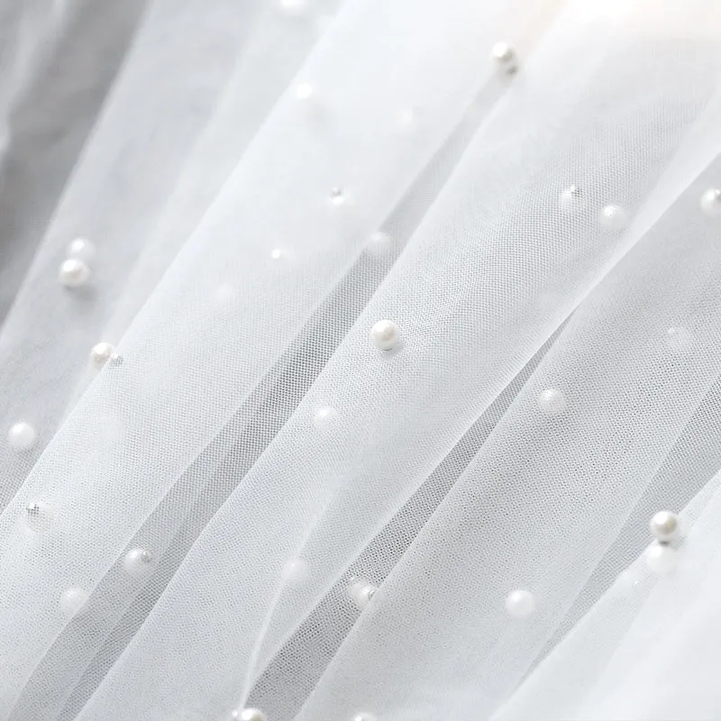 155cm Width Wedding Bridal Beaded Tulle Lace Fabric by the Yard