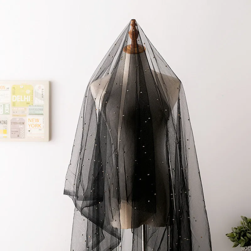 155cm Width Wedding Bridal Beaded Tulle Lace Fabric by the Yard