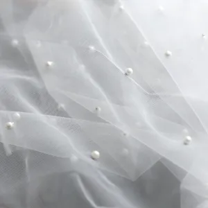 155cm Width Wedding Bridal Beaded Tulle Lace Fabric by the Yard