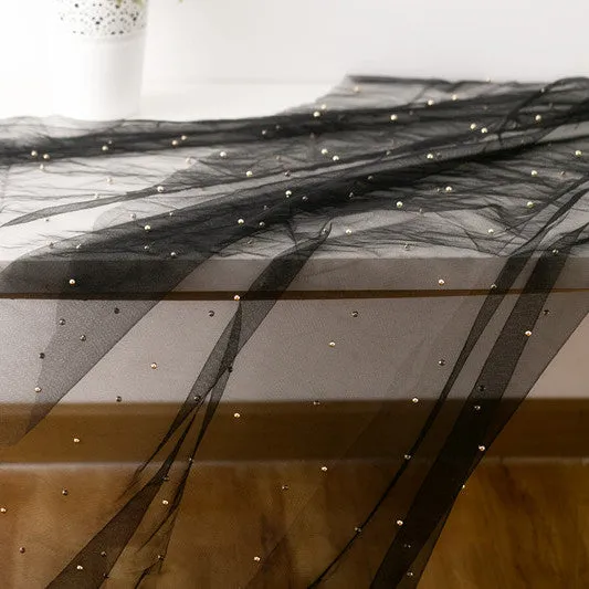 155cm Width Wedding Bridal Beaded Tulle Lace Fabric by the Yard