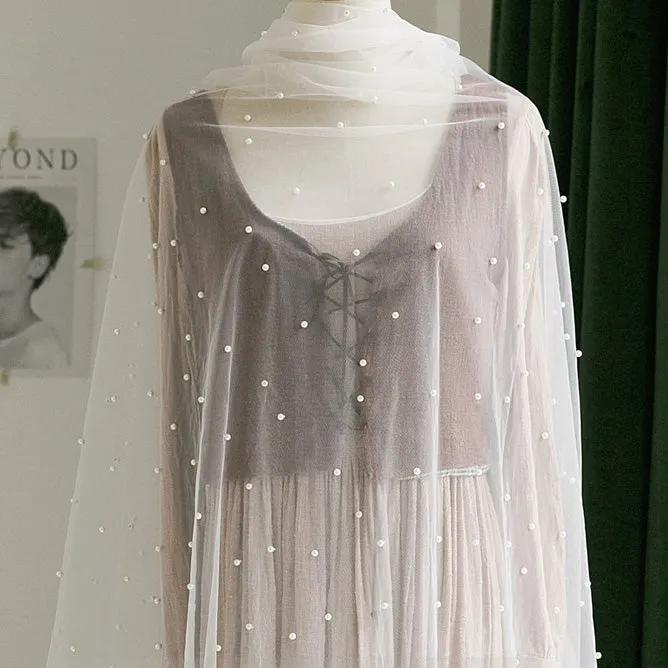 155cm Width Wedding Bridal Beaded Tulle Lace Fabric by the Yard