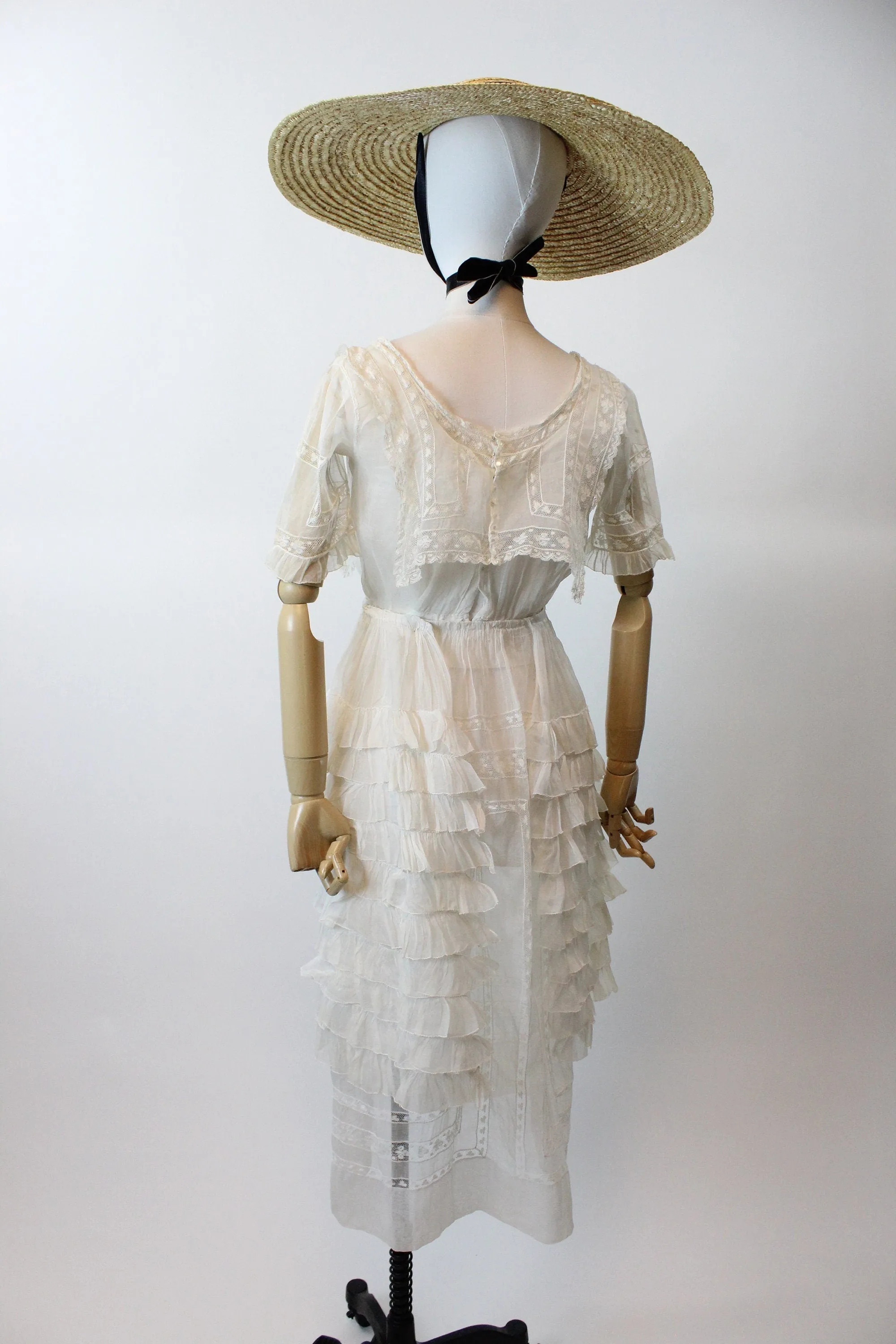 1910s EDWARDIAN COTTON lace dress small | new spring summer