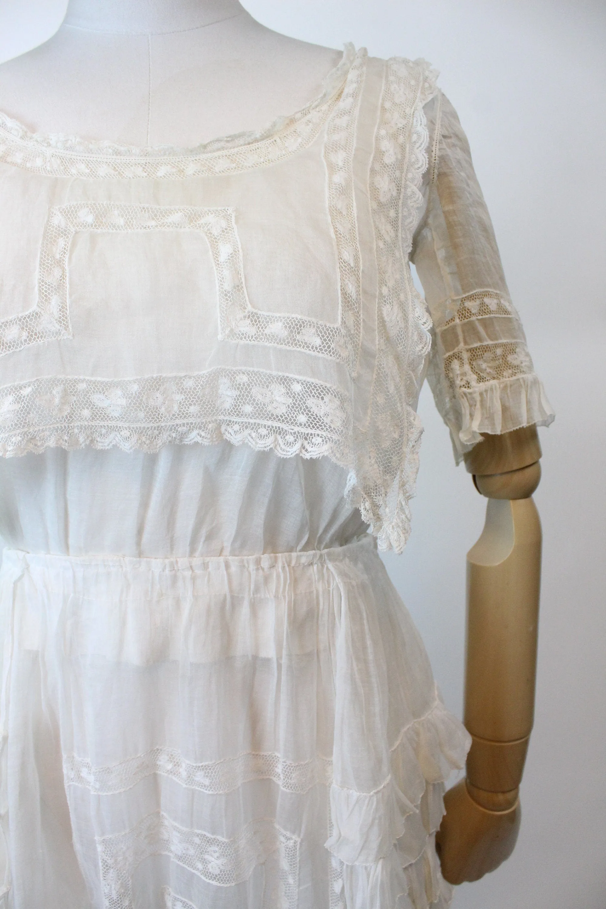 1910s EDWARDIAN COTTON lace dress small | new spring summer