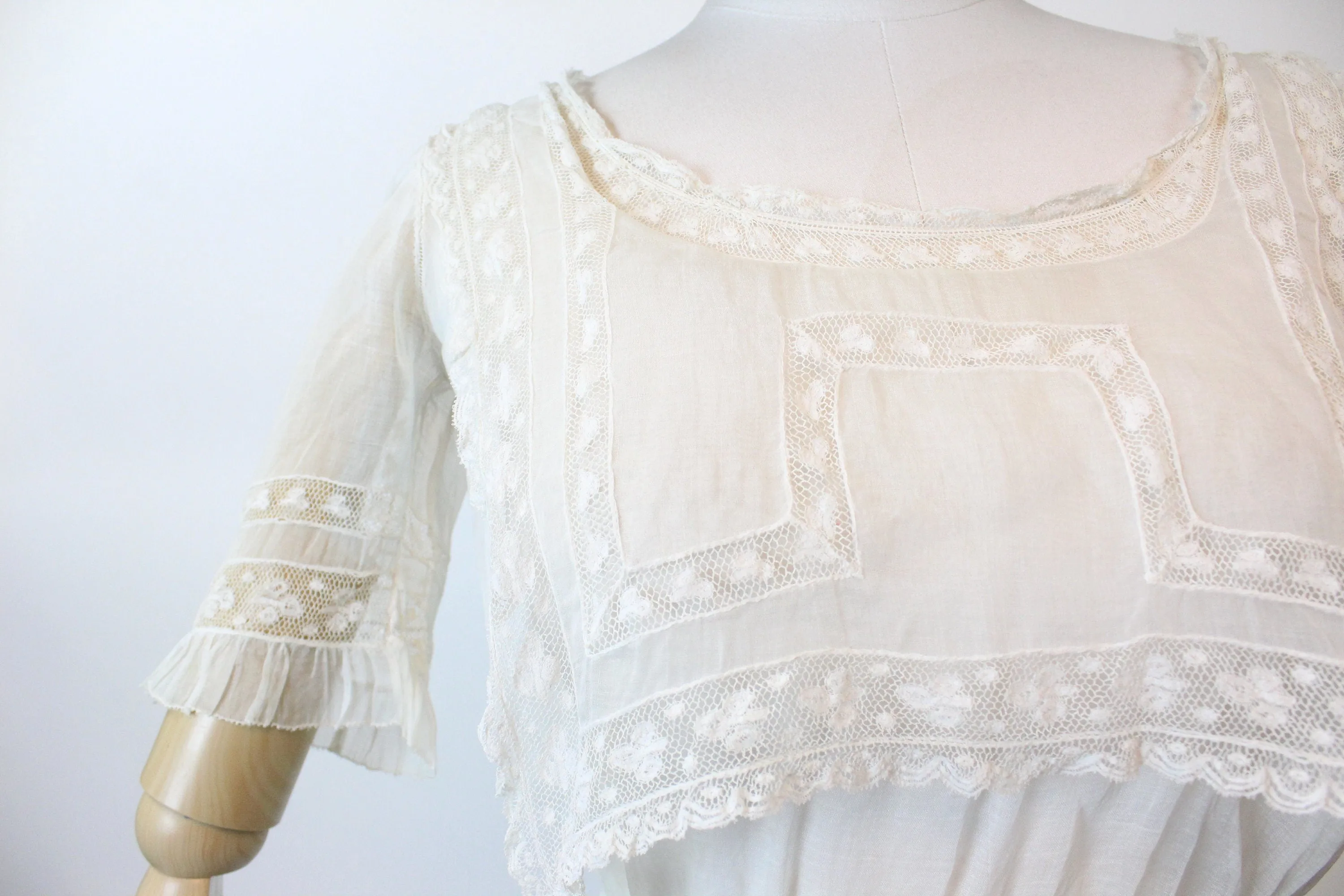 1910s EDWARDIAN COTTON lace dress small | new spring summer