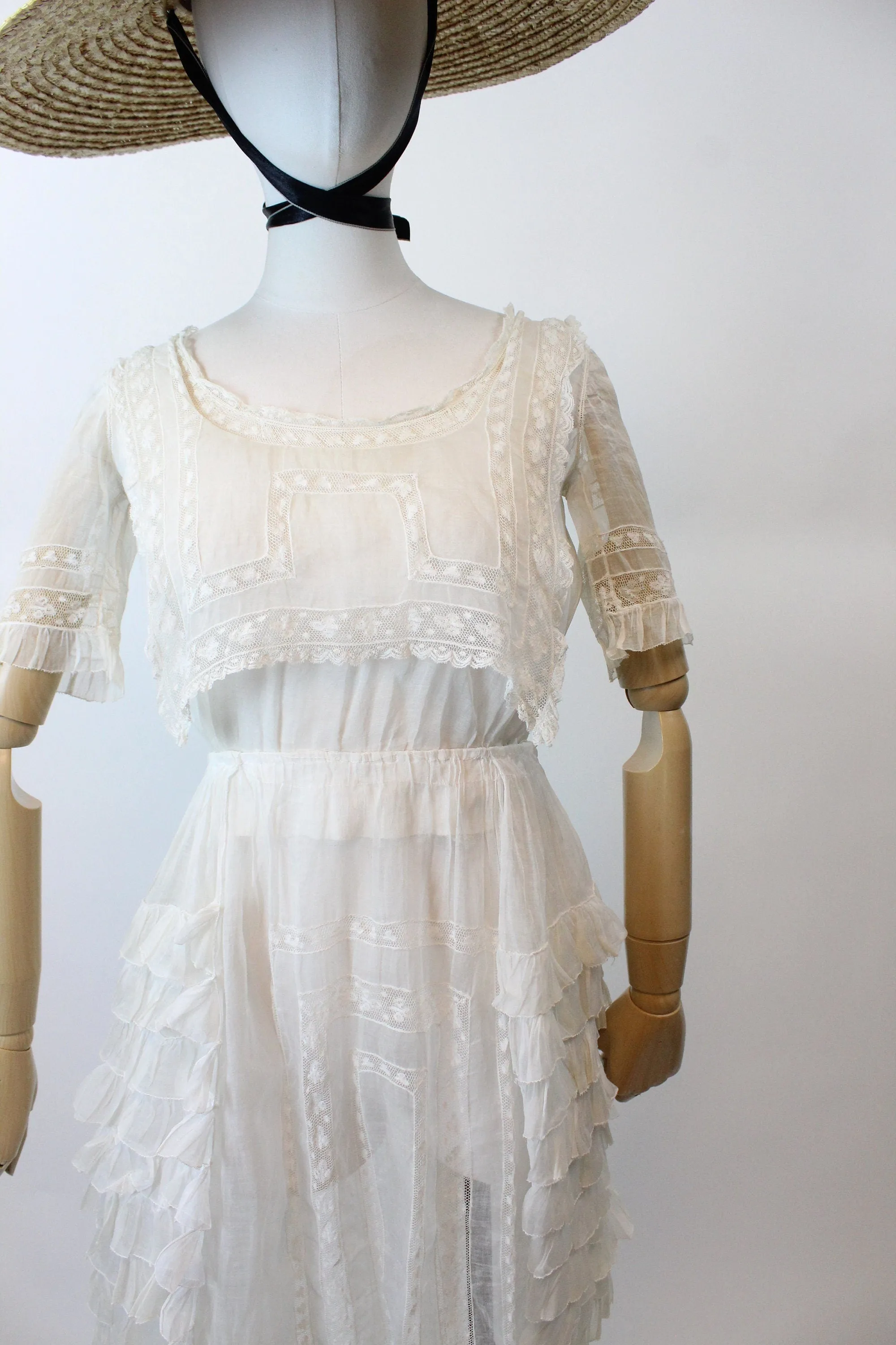1910s EDWARDIAN COTTON lace dress small | new spring summer