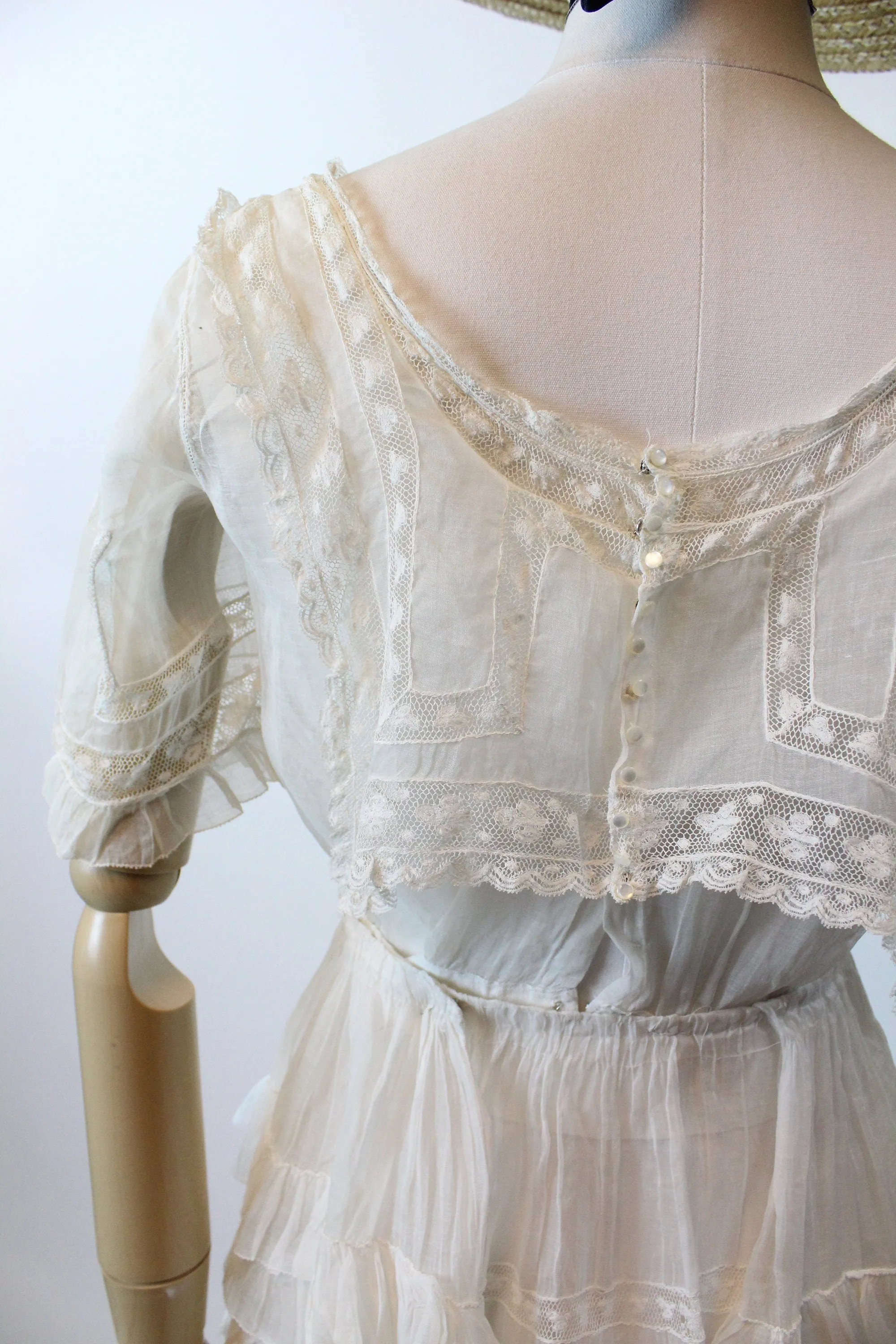 1910s EDWARDIAN COTTON lace dress small | new spring summer