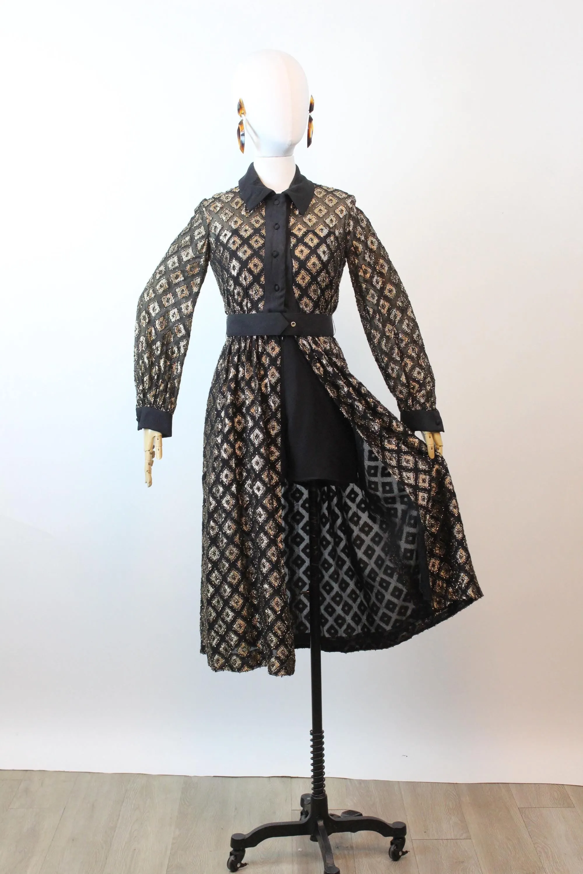 1960s gold metallic ROMPER and OVER SKIRT xxs | new fall winter