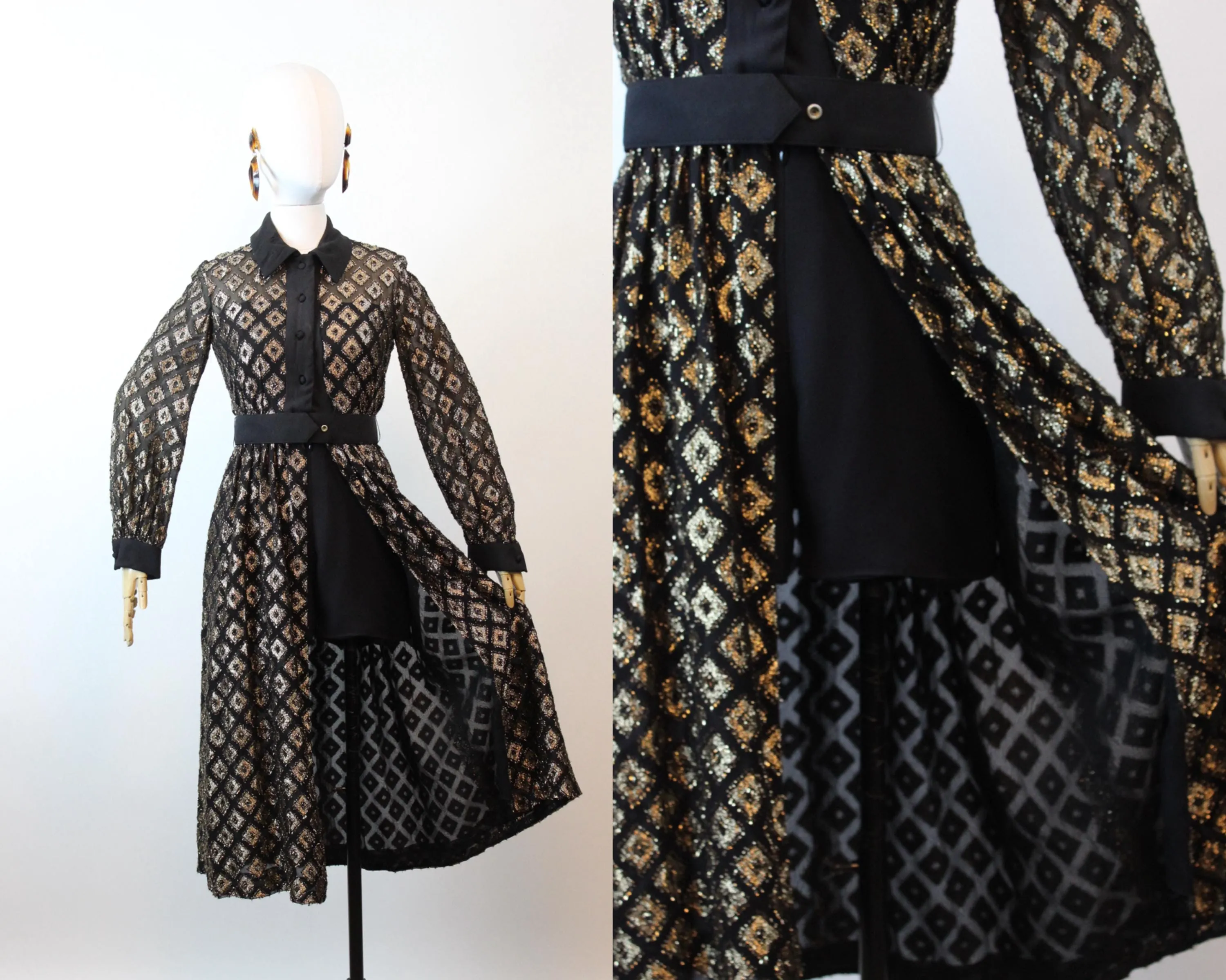 1960s gold metallic ROMPER and OVER SKIRT xxs | new fall winter