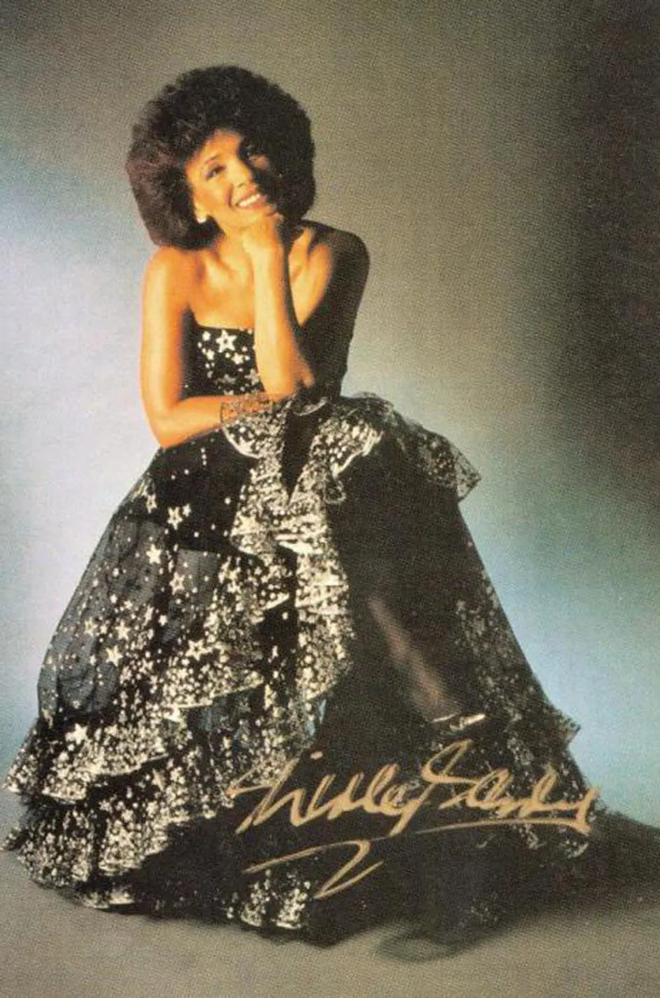 1986 Murray Arbeid Silver Glitter Stars & Bows Ballgown Dress