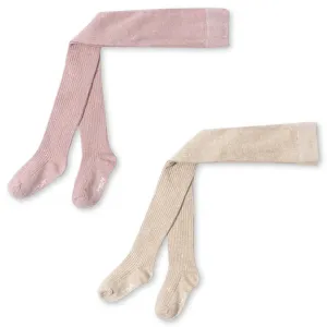 2 PACK RIB GLITTER TIGHTS