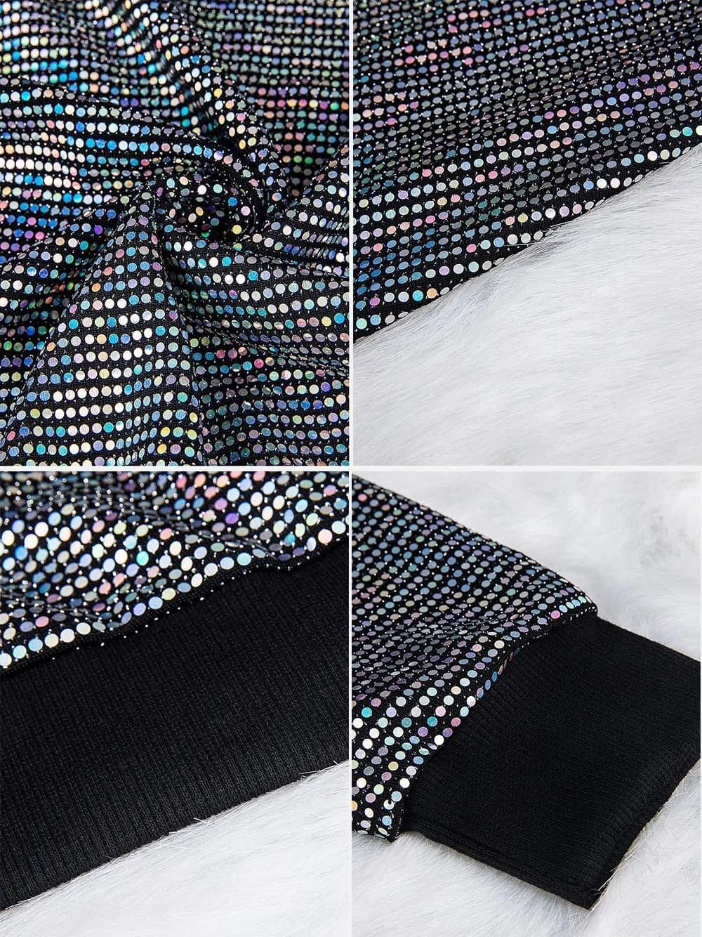 2 Piece Glitter Sequin Metallic Top Pants Set