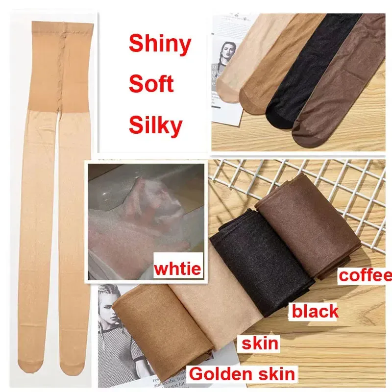 3 pairs Sexy Women Pantyhose Tights Oil Shiny Lingerie Elastic Hot Ultrathin Nylon Bling Stockings Plus Size Lingerie Female