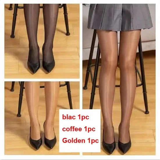 3 pairs Sexy Women Pantyhose Tights Oil Shiny Lingerie Elastic Hot Ultrathin Nylon Bling Stockings Plus Size Lingerie Female