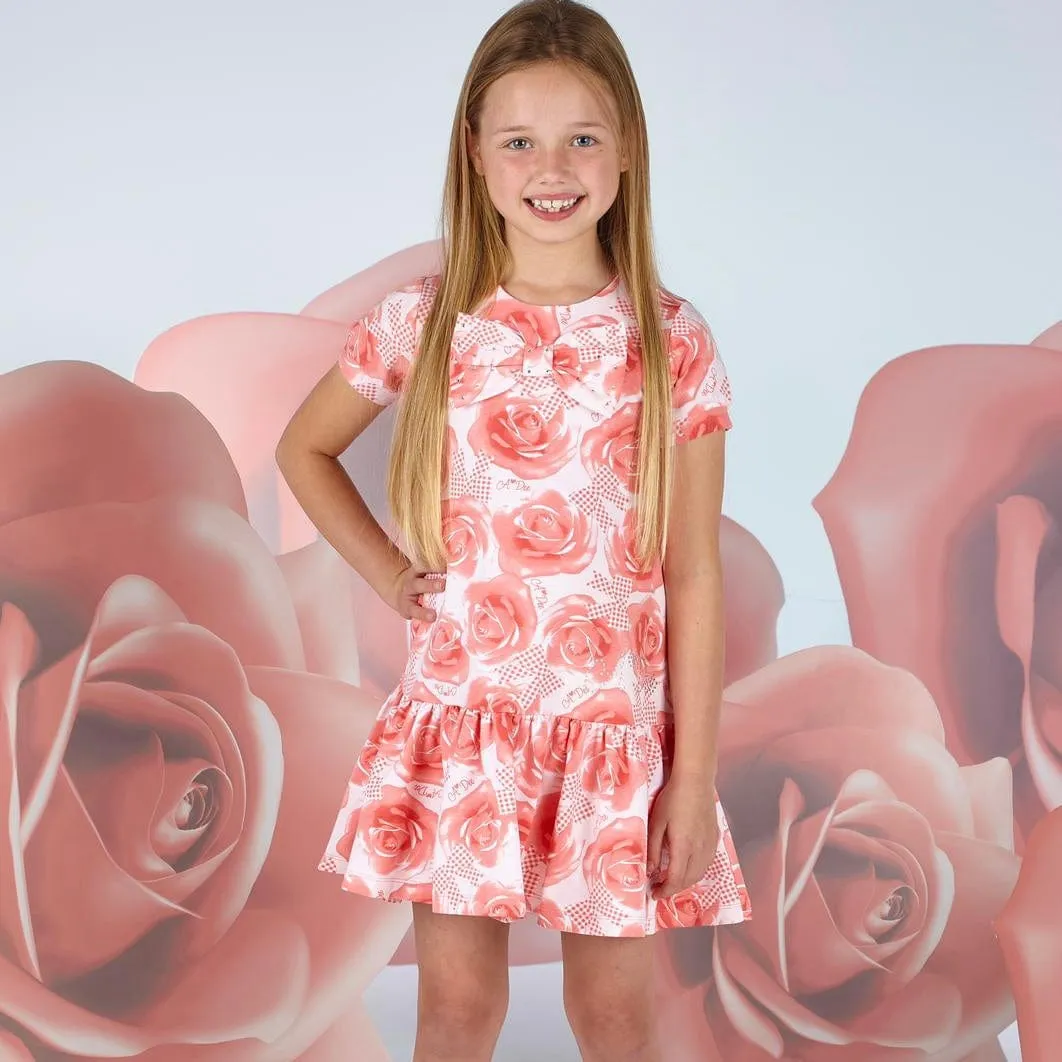 A DEE - Yael Garden Party Rose Print Bow Dress - Coral