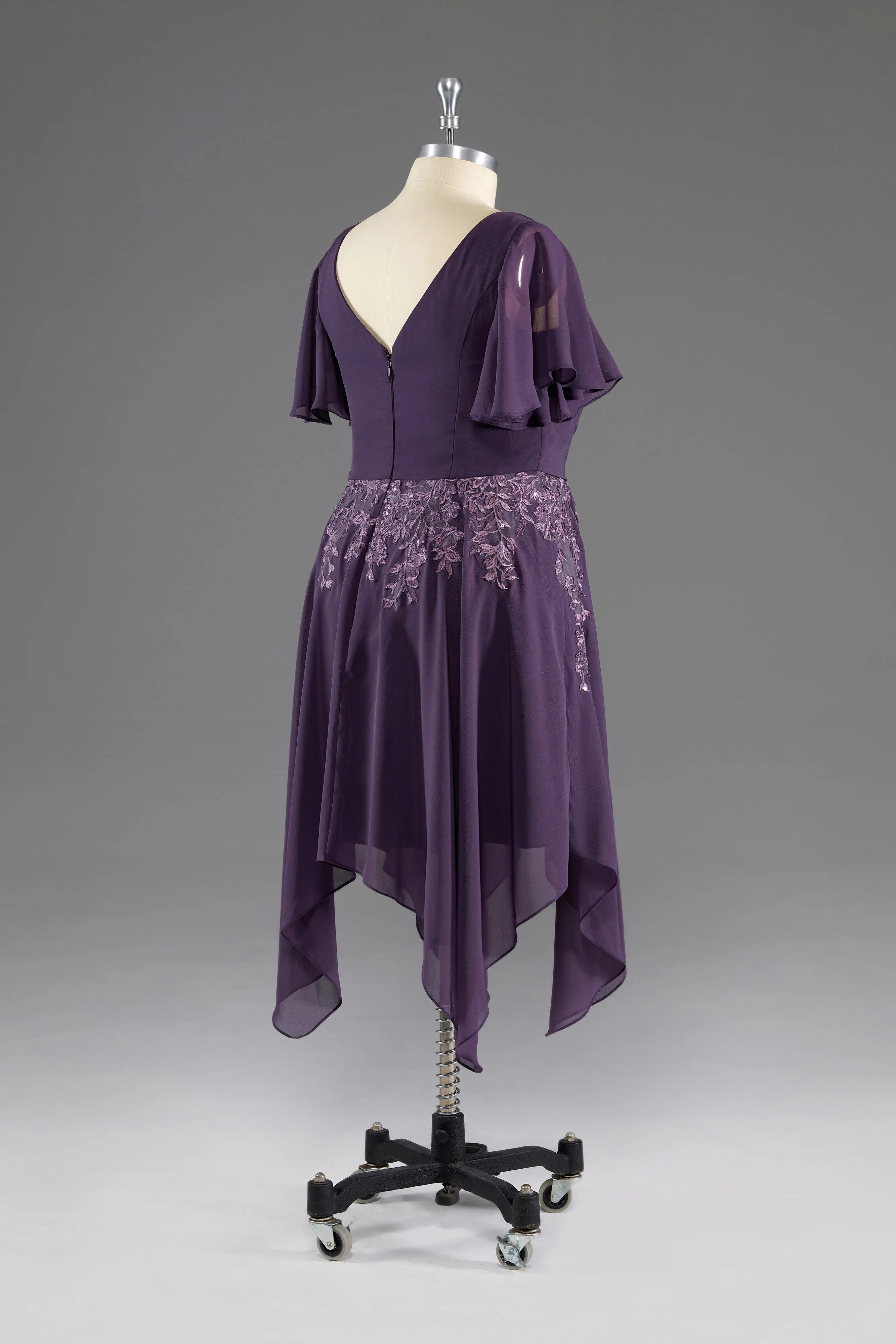 A-line Asymmetrical V -Neck Chiffon Mother of The Bride Dress