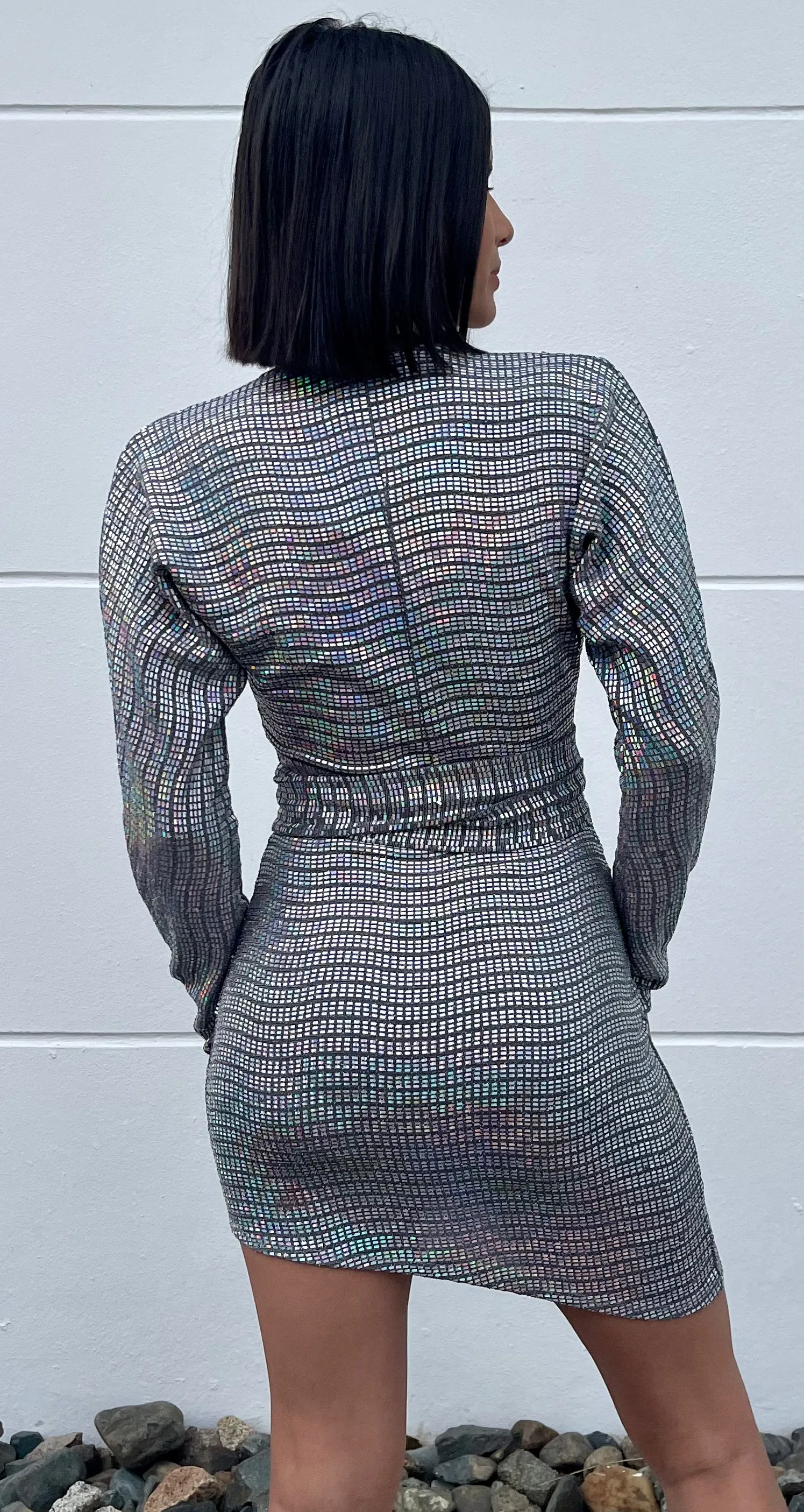 Ace of Spades Shimmer Silver Mini Dress