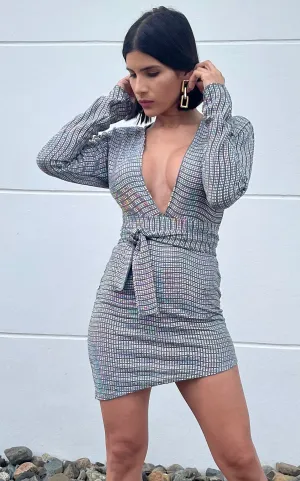 Ace of Spades Shimmer Silver Mini Dress