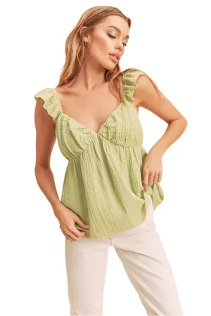 Aemi   Co Sweetheart Neck Ruffled Strap Top
