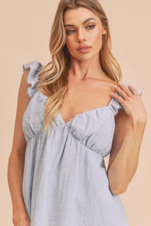 Aemi   Co Sweetheart Neck Ruffled Strap Top