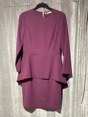 Alice and Olivia Merlot Long Sleeve Peplum Dress