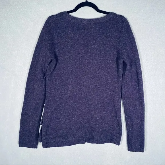 Anthropologie MOTH Wool Blended Ruffled Purple Button Cardigan Sweater Size M