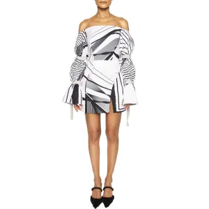 ASHA | Off-Shoulder Mini Dress in Black and White Print
