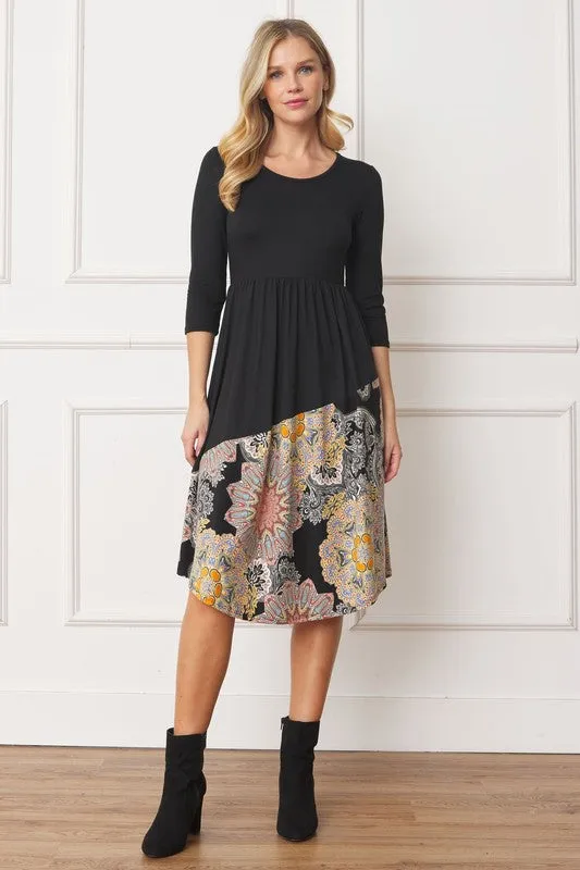 Asymmetrical Accent Midi Dress
