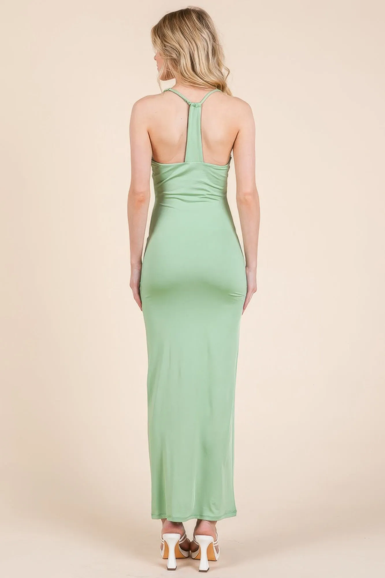 Asymmetry Ruched Double Layered Maxi Dress