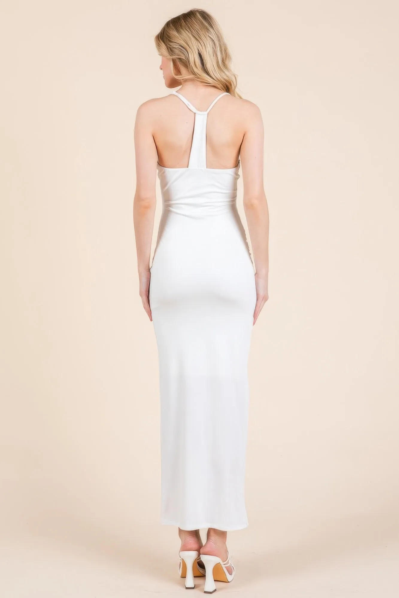 Asymmetry Ruched Double Layered Maxi Dress