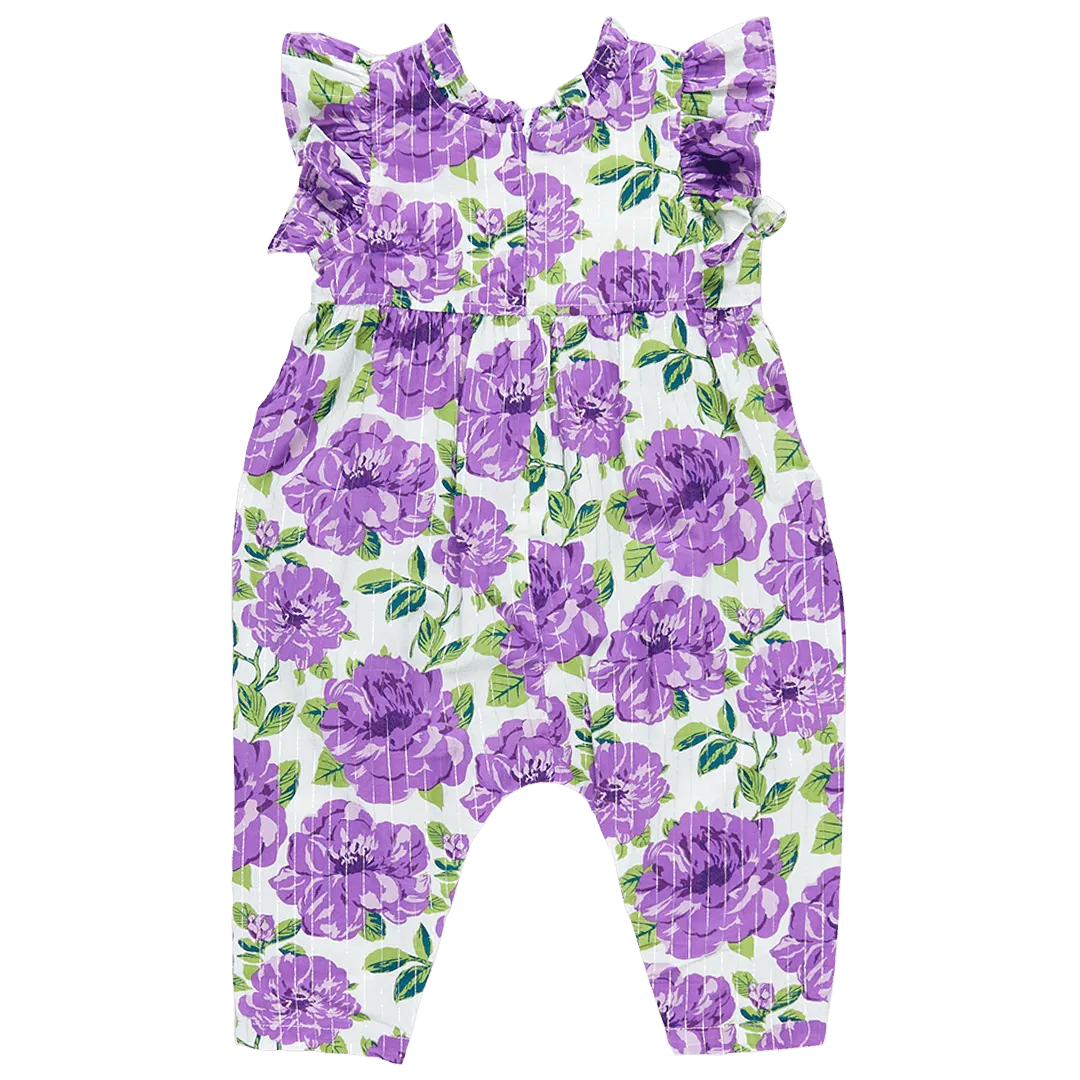 Baby Girl Jumpsuits and Rompers | Jennifer- Purple Peonies | Pink Chicken