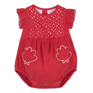 Baby Girls Eyelet Jumpsuit with Embroidery