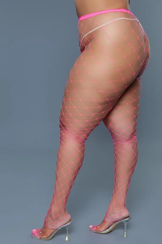 BE WICKED PLUS Can't Back Down Fishnet Pantyhose