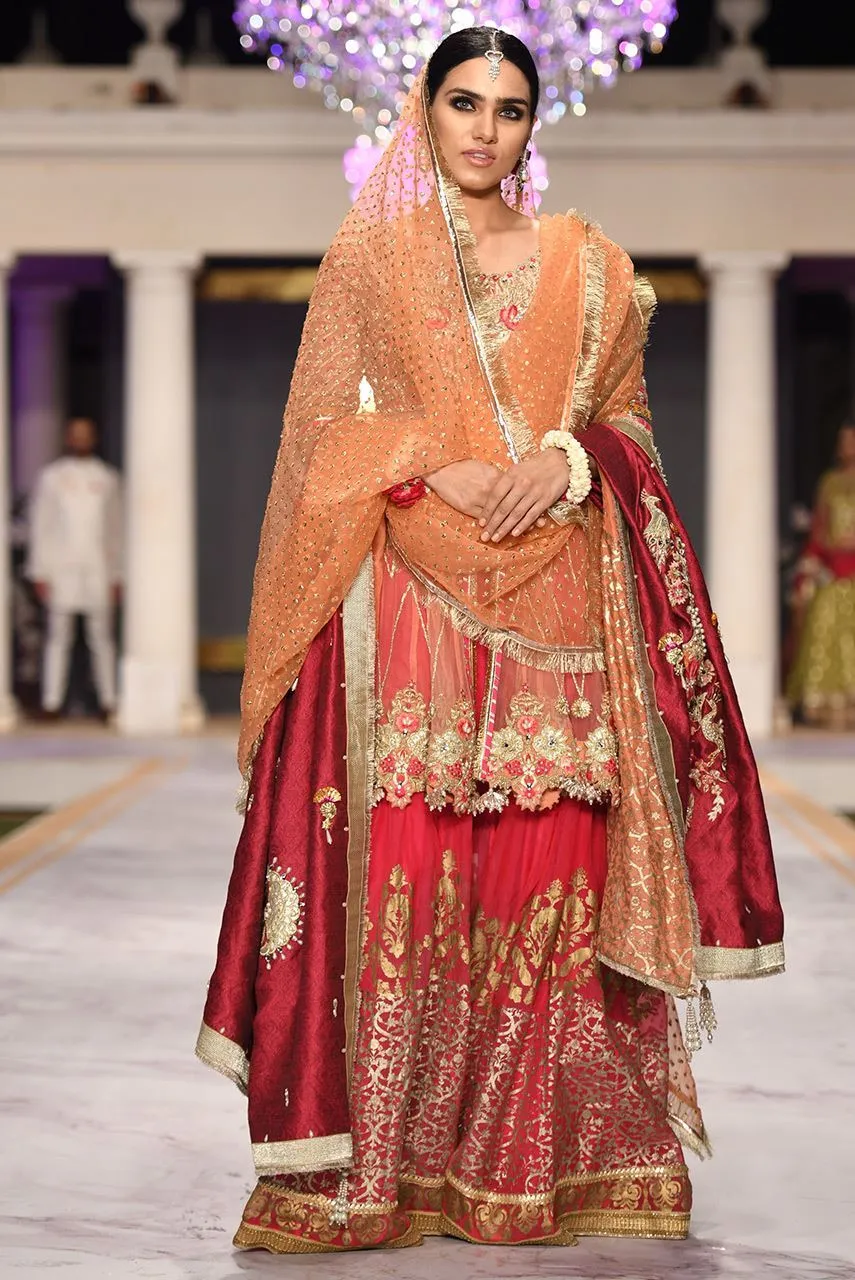 Beautiful designer bridal mehendi outfit embroidered in red color # B3427