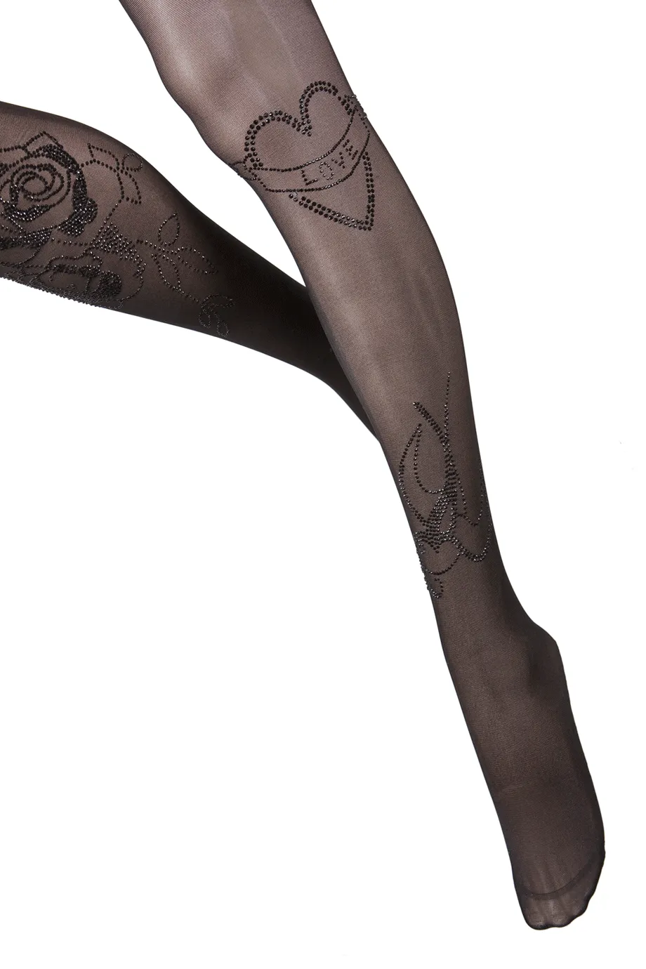 BEBAROQUE VALENTINA Black Heart Tights