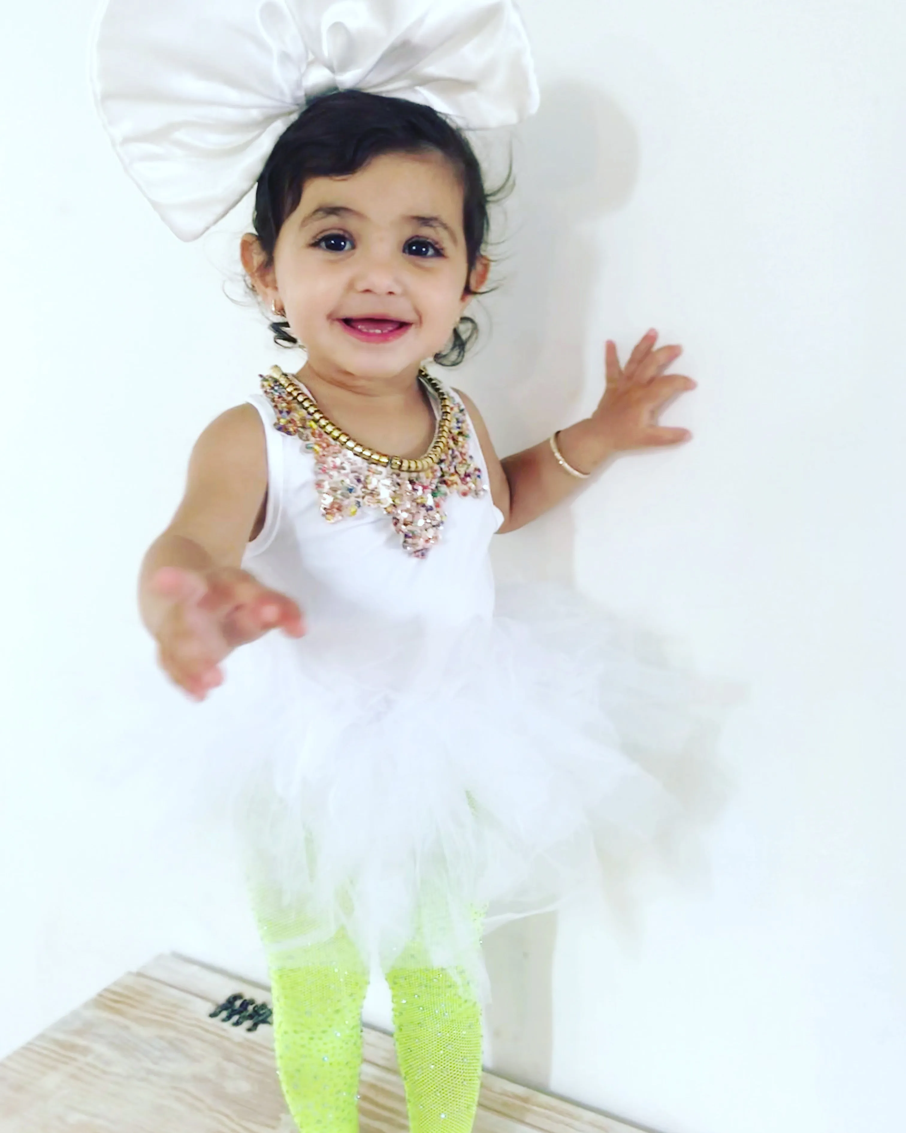 Bedazzled Rhinestone Neon Green Tights KIDS