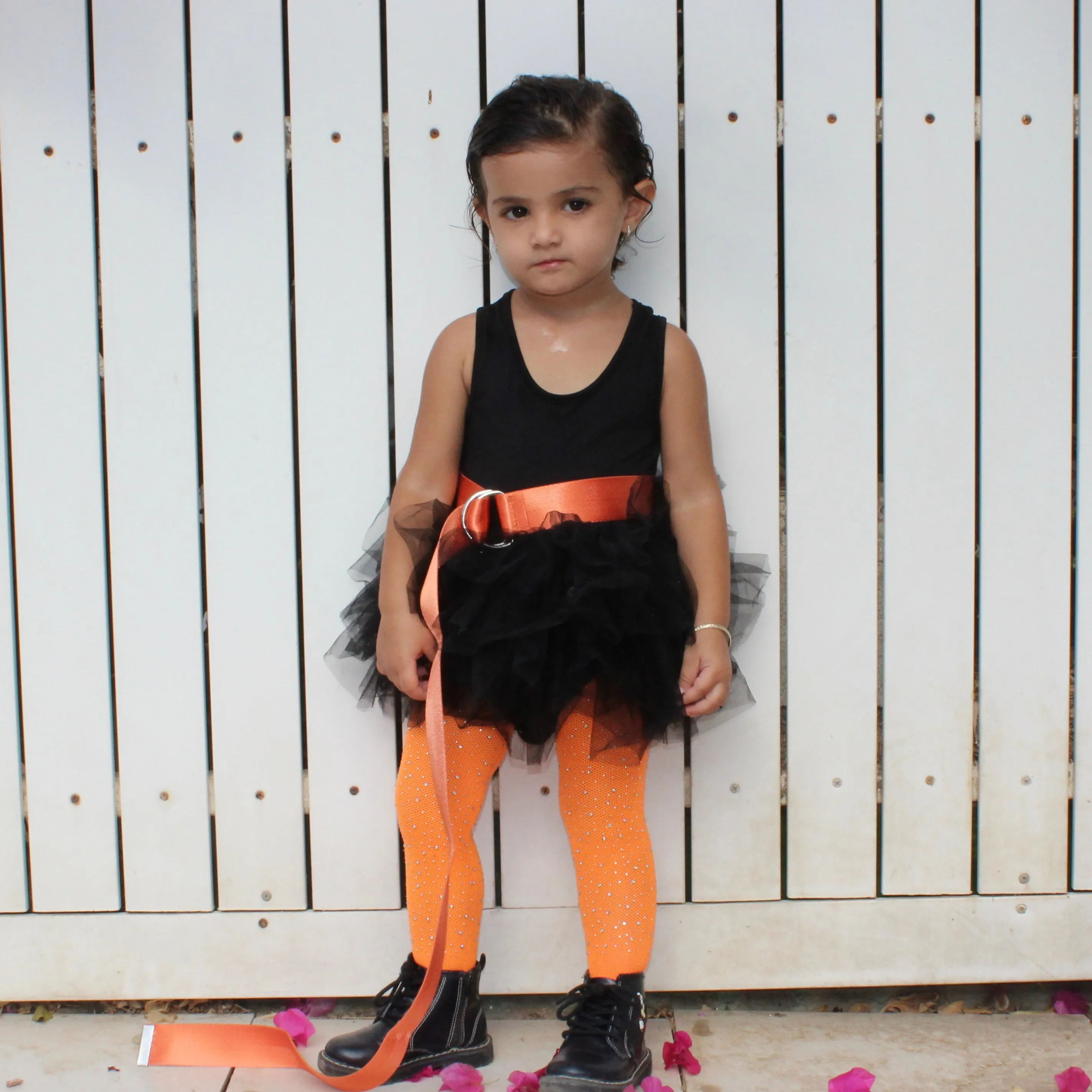 Bedazzled Rhinestone Orange Tights KIDS