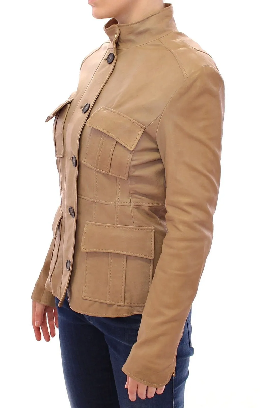 Beige Leather Jacket