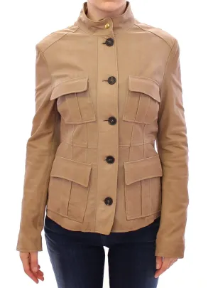 Beige Leather Jacket