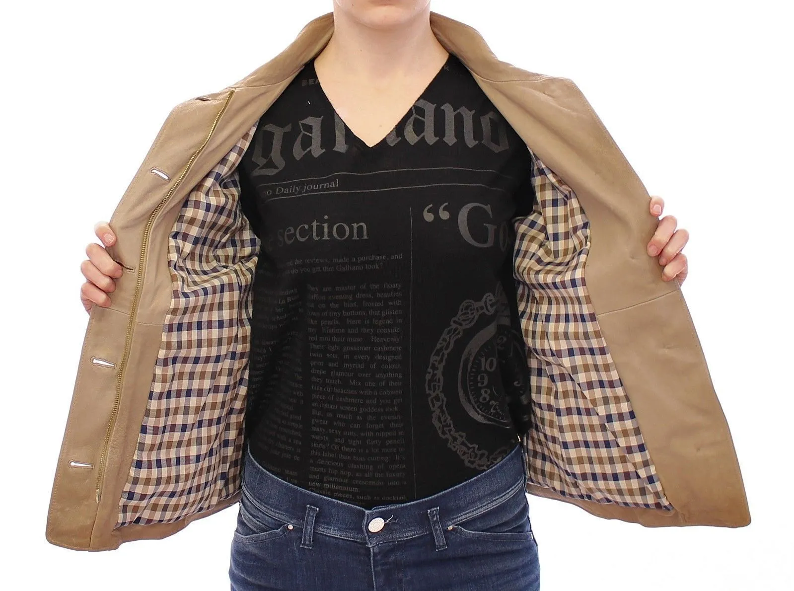 Beige Leather Jacket