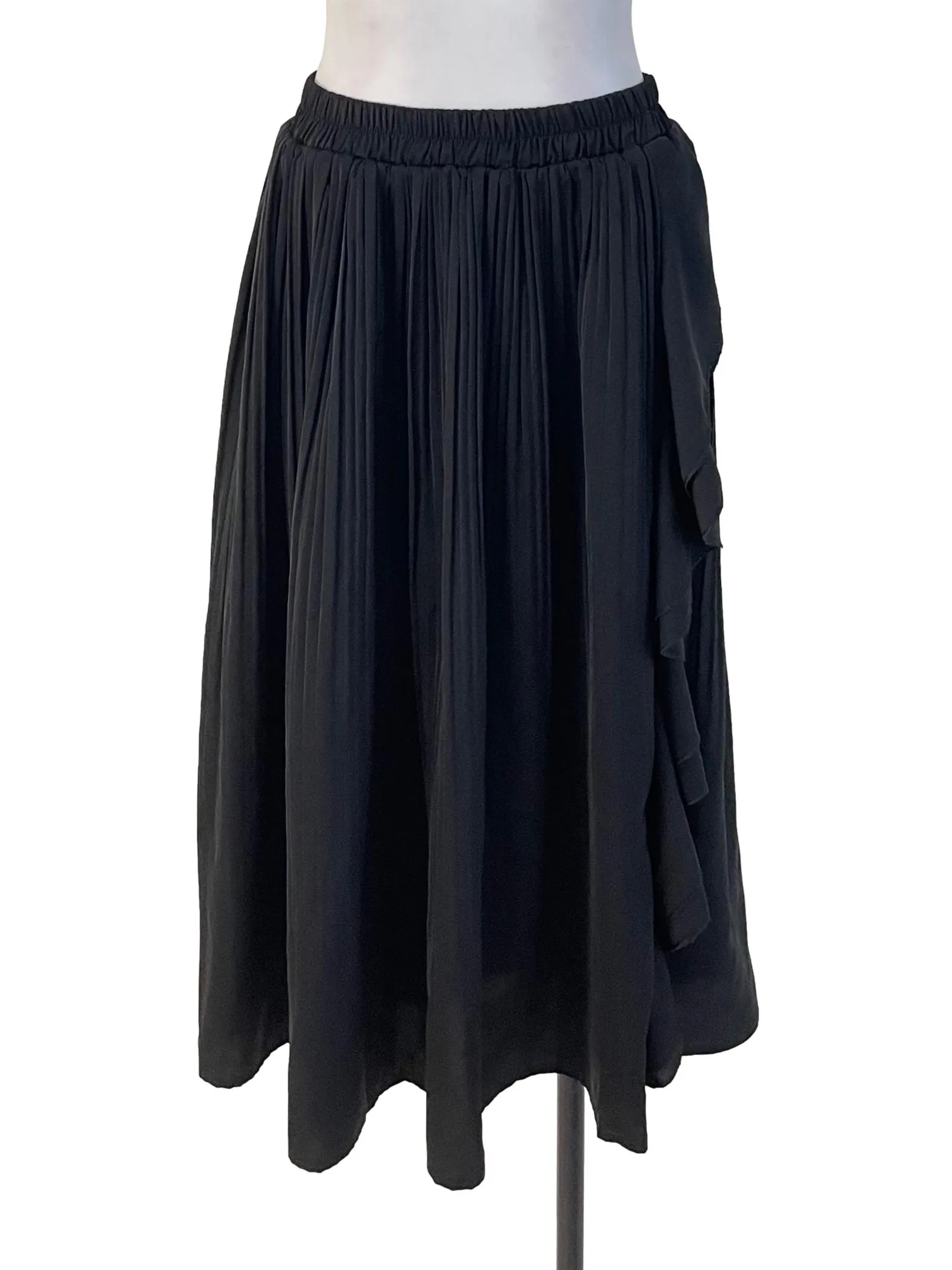 Black Accordion Ruffled Skirt