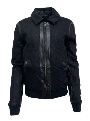 BLK DNM Women's Black Faux Leather Detail Jacket 72 #WKV4501 Size Small NWT