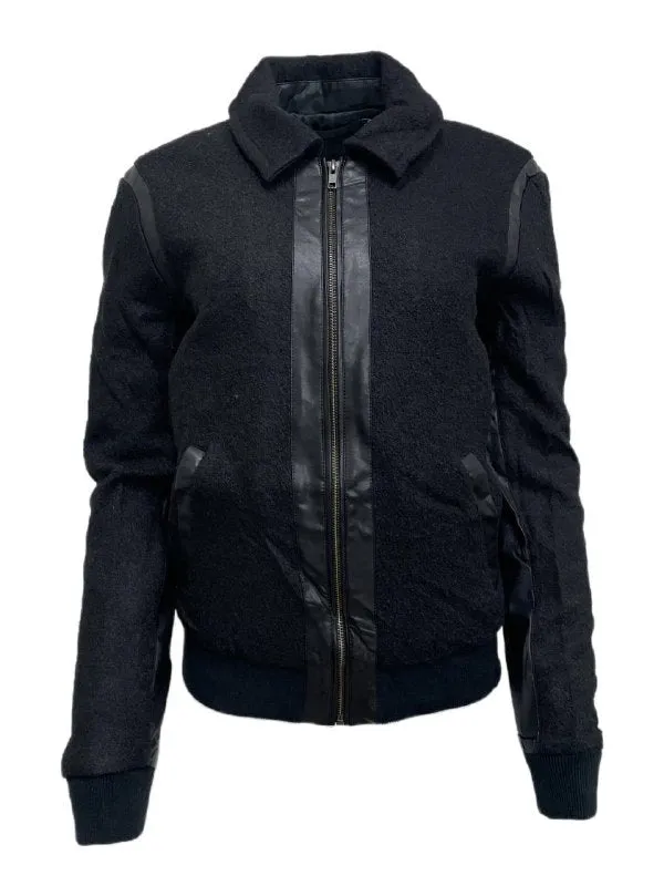 BLK DNM Women's Black Faux Leather Detail Jacket 72 #WKV4501 Size Small NWT
