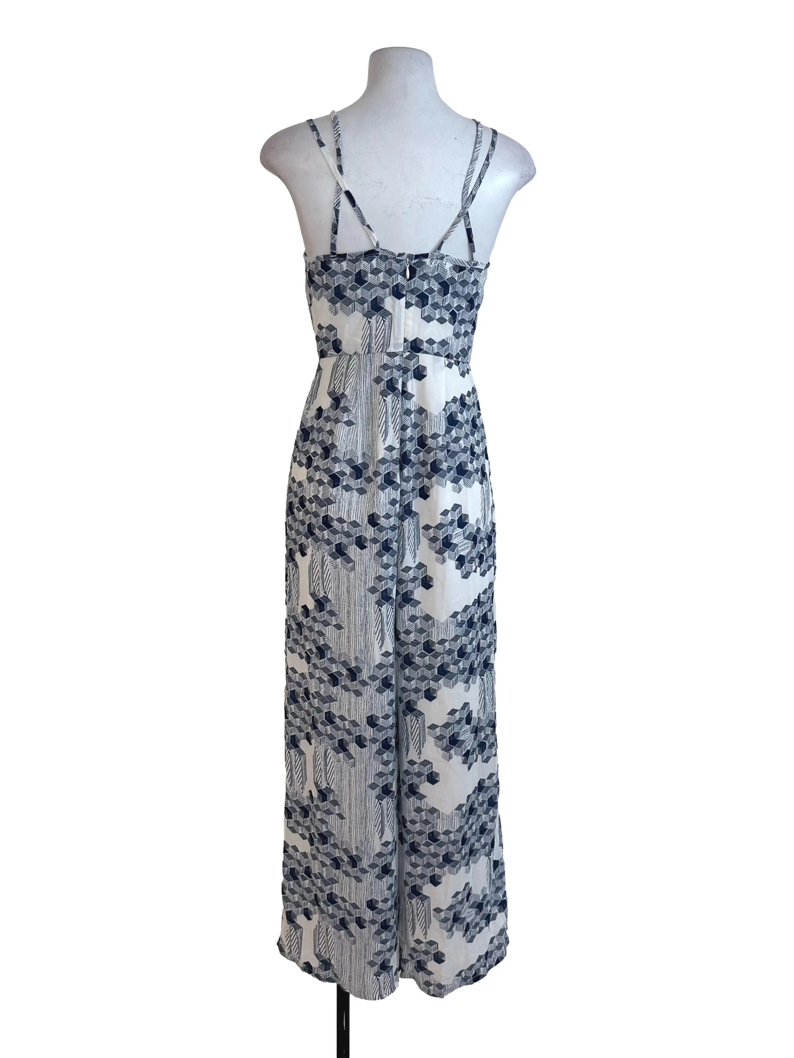Blue Geometric Spaghetti Strap Jumpsuit LB