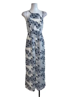 Blue Geometric Spaghetti Strap Jumpsuit LB