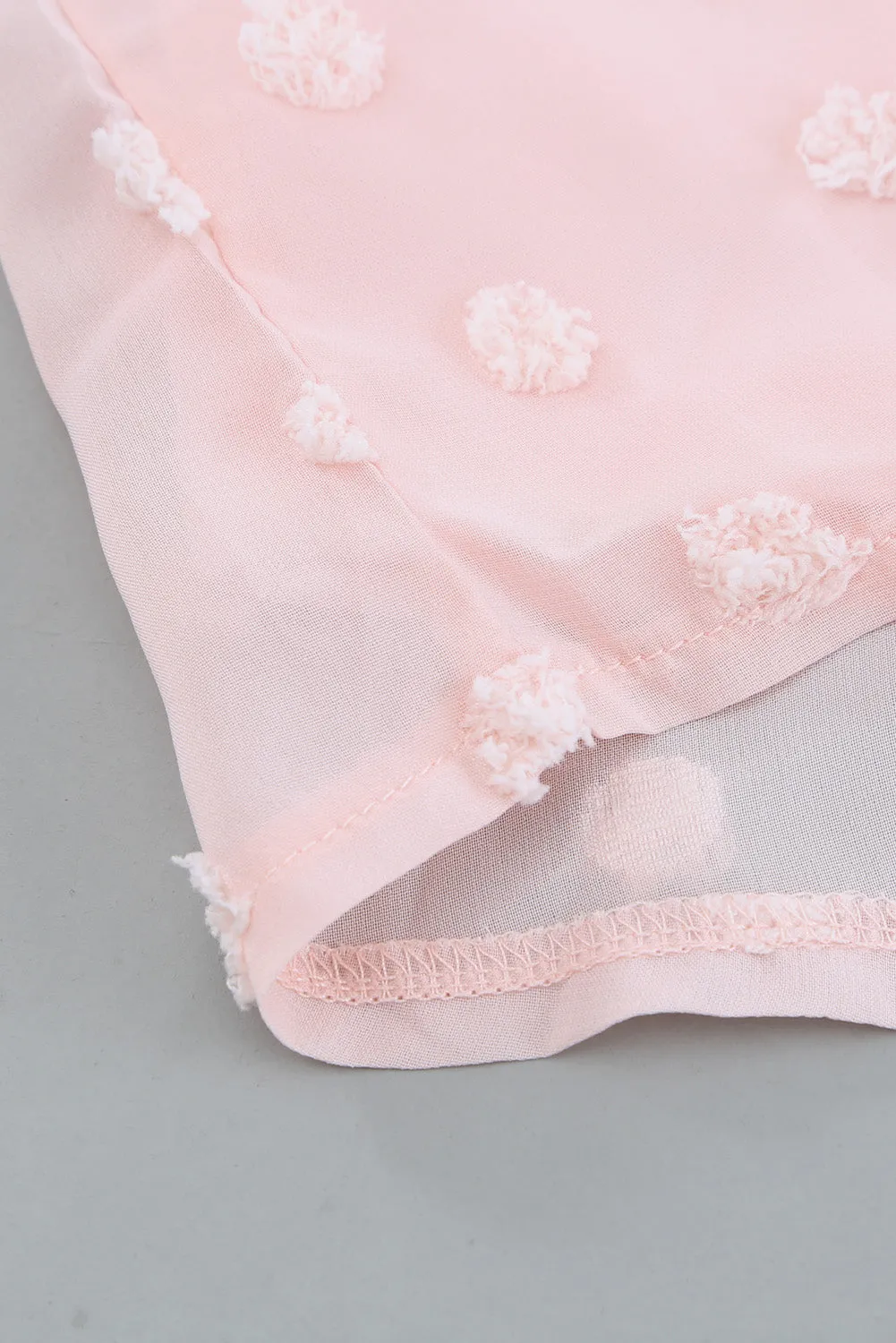 Blush Pink Ruffled Sleeve Swiss Dot T-shirts