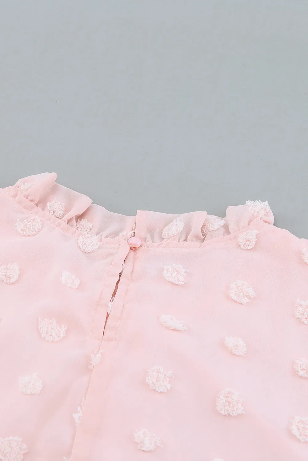 Blush Pink Ruffled Sleeve Swiss Dot T-shirts