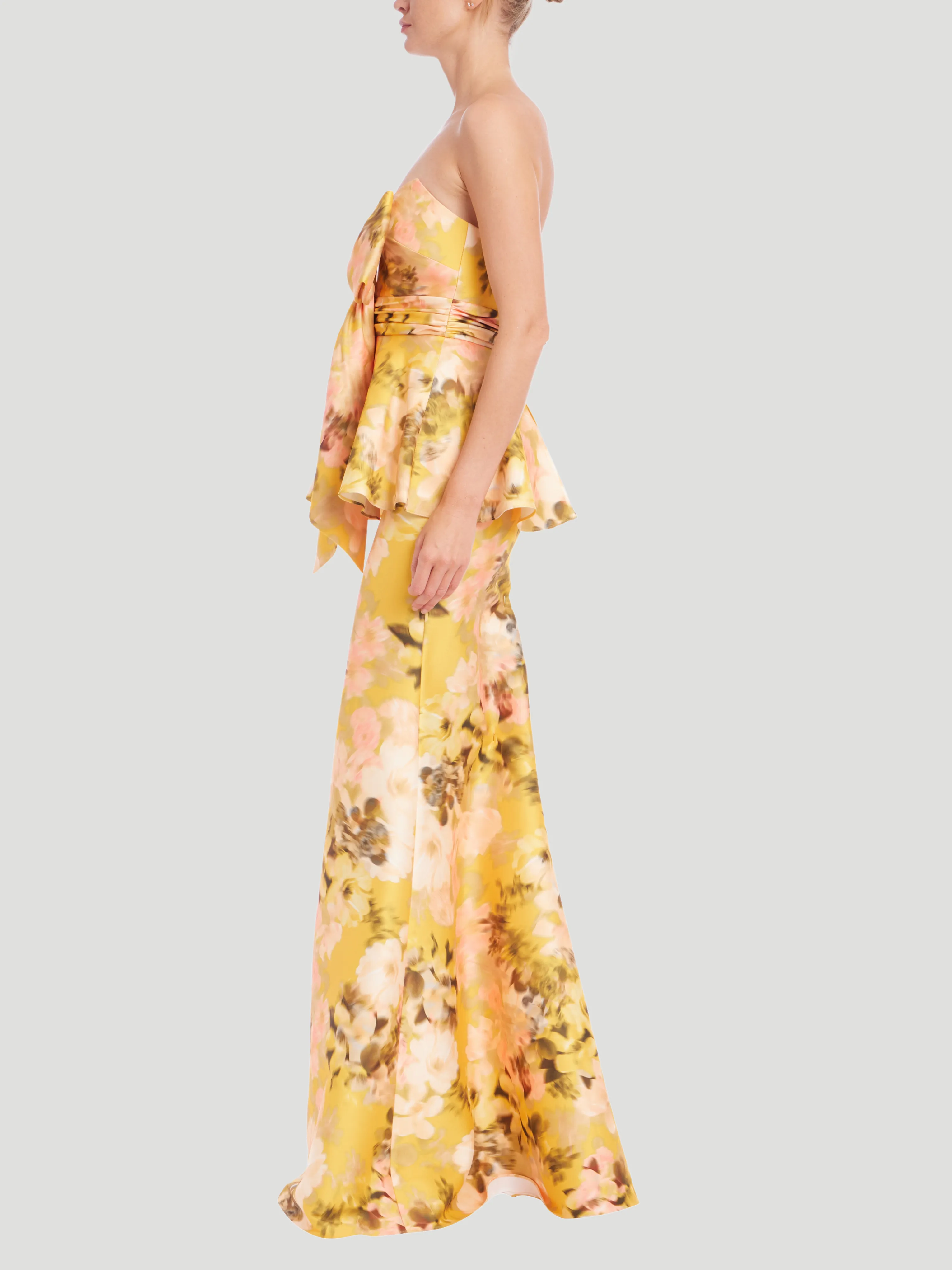 Bow Peplum Printed Gown