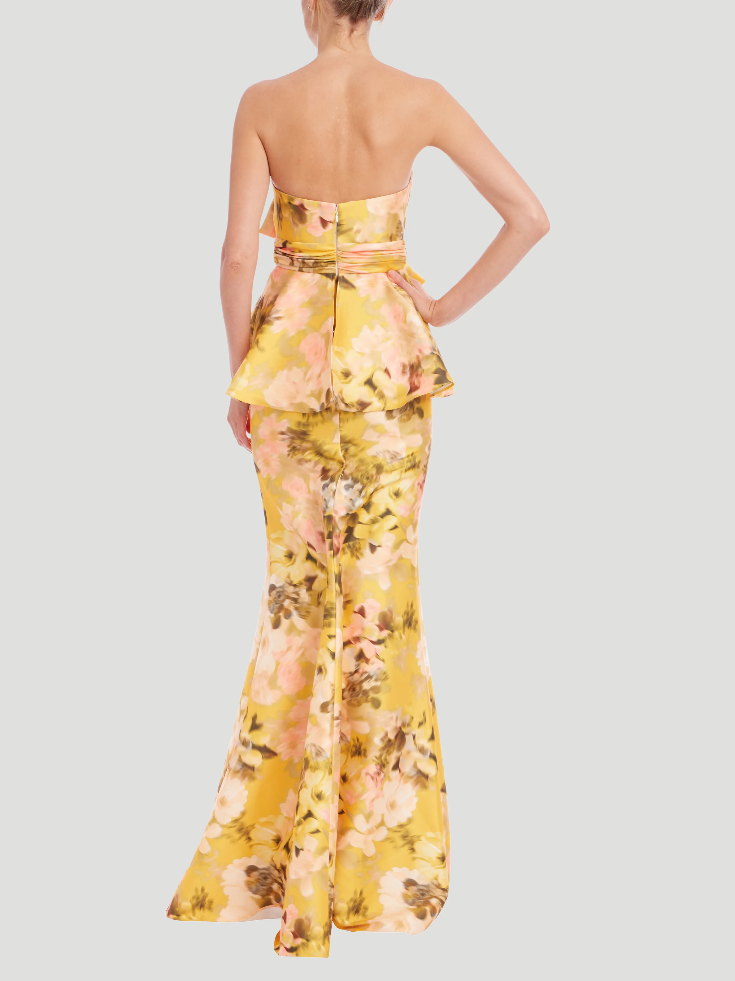 Bow Peplum Printed Gown