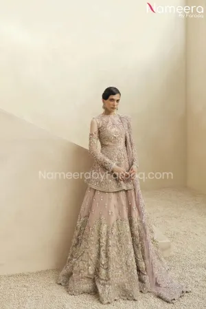 Bridal Lehenga with Peplum Tea Pink Bridal Dress #BS591