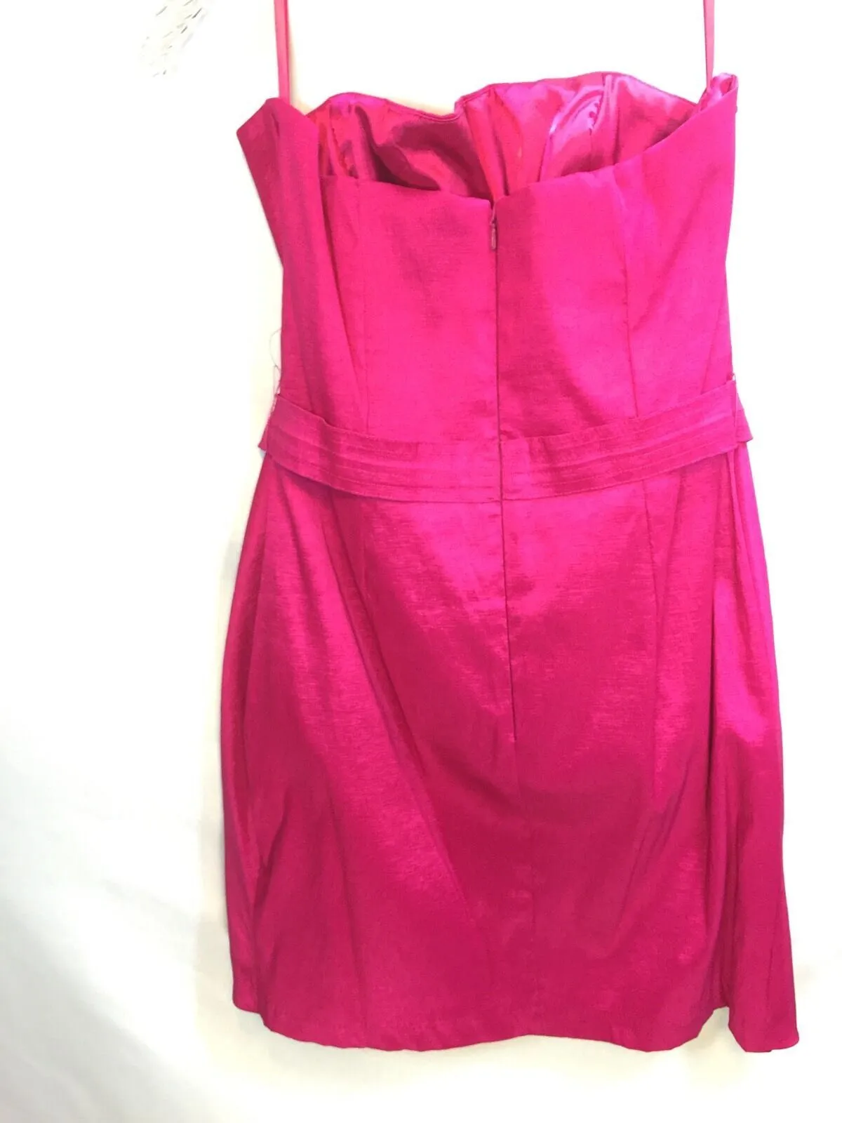 Cache Sz 10 Hot Pink Bow Peplum Mini Dress Strapless Evening Club